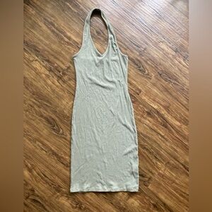 Fashion Nova Ribbed Dress in Olive Green